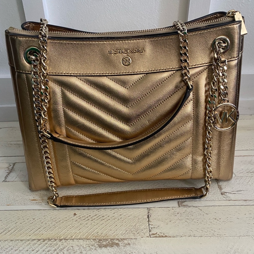 Michael Kors Susan Metallic Medium Shoulder Bag